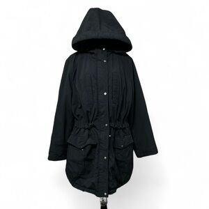 GALLERY WOMAN Black Hooded Jacket XL Good  Condition.